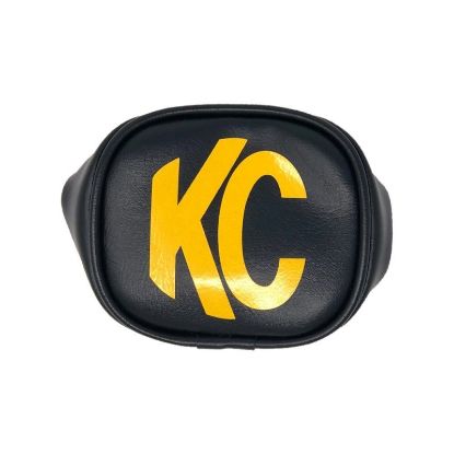 Picture of KC HiLiTES 3 Inch Soft Vinyl Cover - Round - Pair - Black, Yellow KC Logo