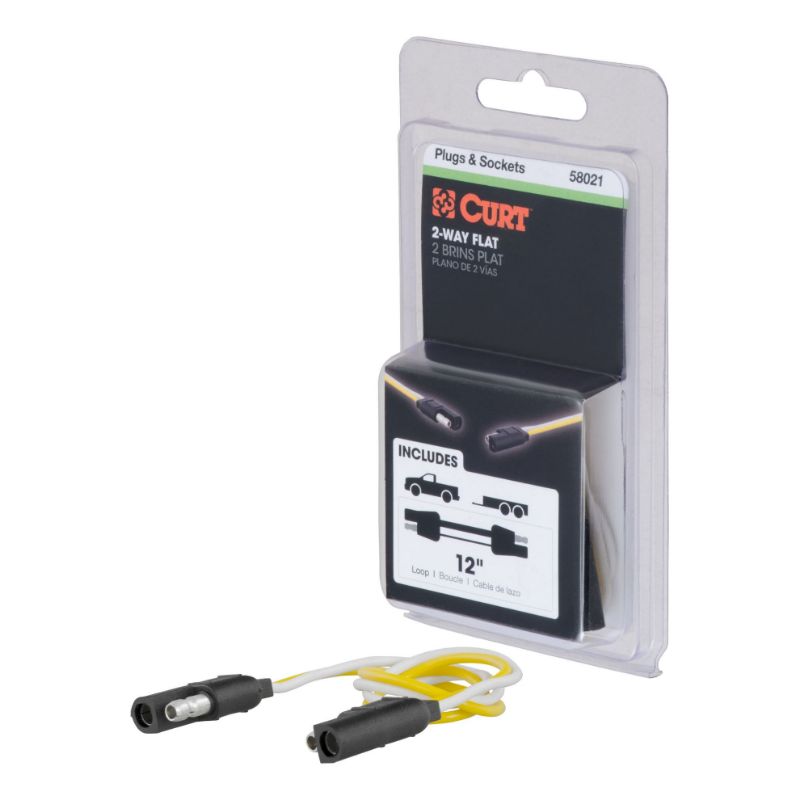 Picture of Curt 2-Way Flat Connector Plug & Socket with 12" Wires (Packaged) - 58021