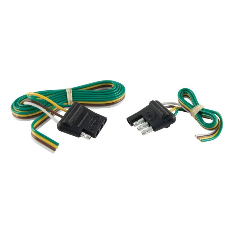 Picture of Curt 4-Way Flat Connector Plug & Socket with 12" & 48" Wires (Packaged) - 58355