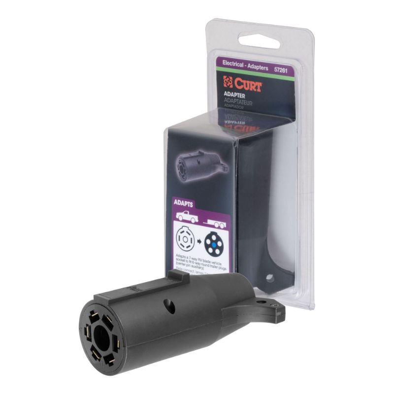 Picture of Curt Adapter (7-Way RV Blade to 6-Way Round Trailer, Center Pin Auxiliary, Packaged) - 57261