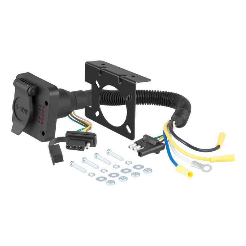 Picture of Curt Dual-Output Electrical Adapter with Tester (Adds 6-Way Round to 4-Way Flat) - 57624