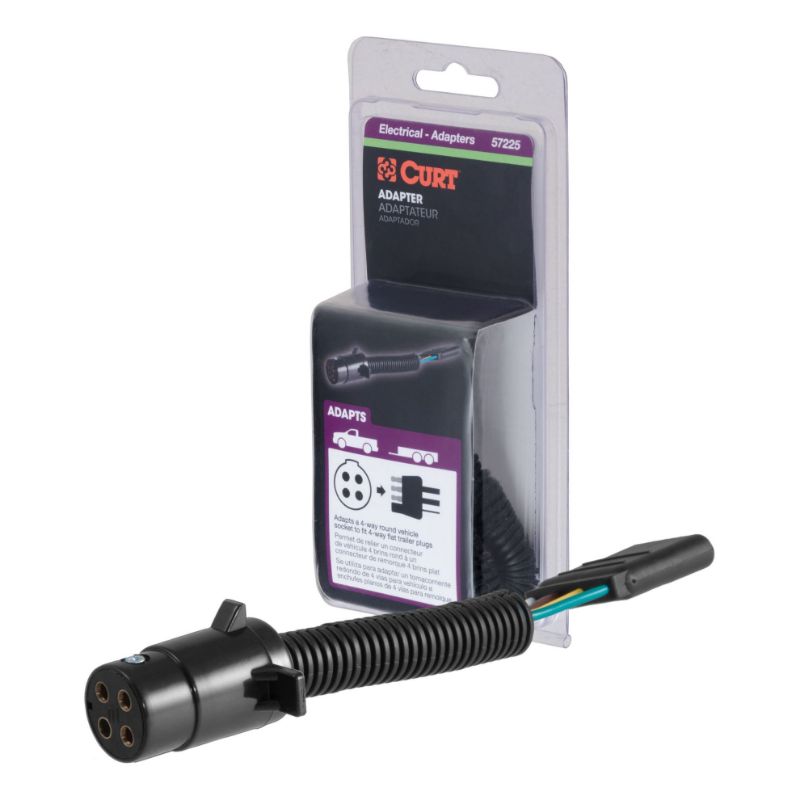 Picture of Curt Electrical Adapter (4-Way Round Vehicle to 4-Way Flat Trailer, Packaged) - 57225