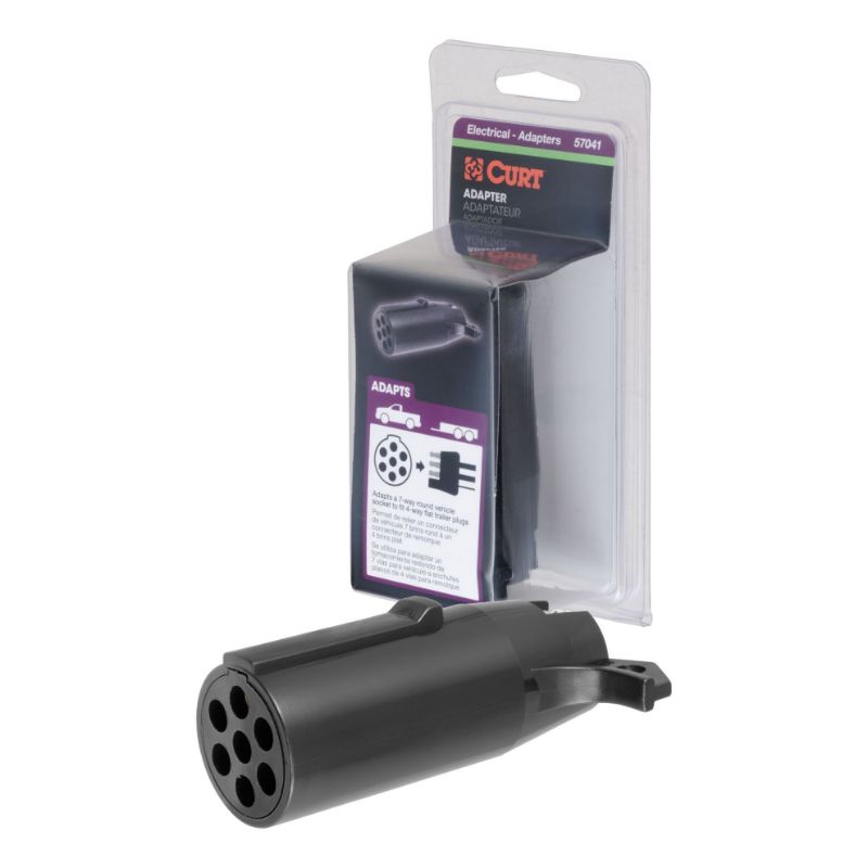 Picture of Curt Electrical Adapter (7-Way Round Vehicle to 4-Way Flat Trailer, Packaged) - 57041