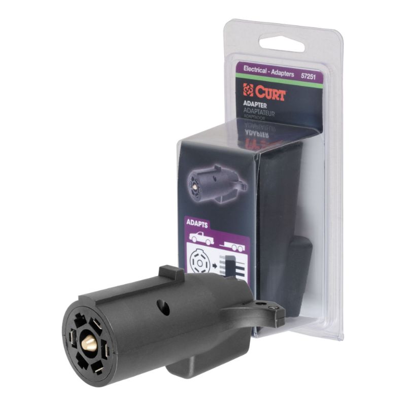 Picture of Curt Electrical Adapter (7-Way RV Blade Vehicle to 5-Way Flat Trailer, Packaged) - 57251