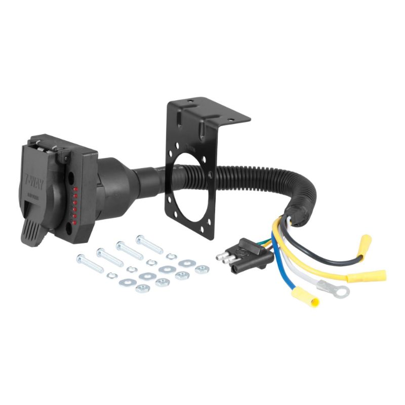 Picture of Curt Electrical Adapter with Tester (4-Way Flat Vehicle to 7-Way RV Blade Trailer) - 57676