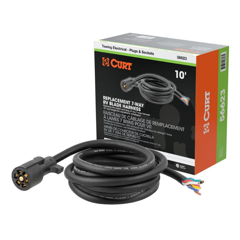 Picture of Curt Replacement 7-Way RV Blade with 10' Wires (Trailer Side, Packaged) - 56623
