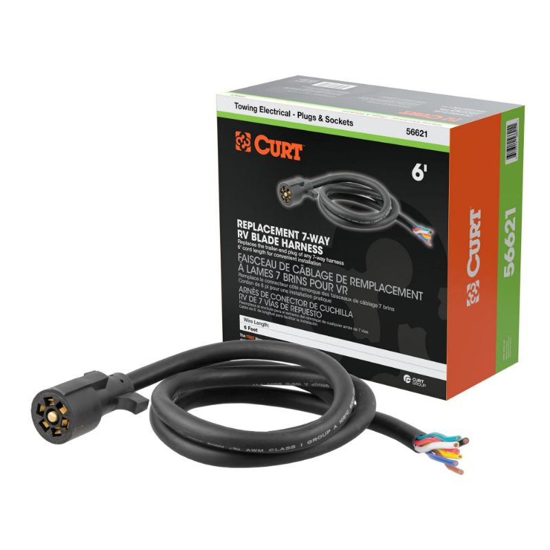 Picture of Curt Replacement 7-Way RV Blade with 6' Wires (Trailer Side, Packaged) - 56621