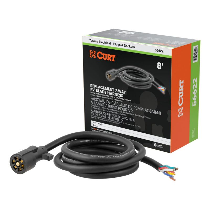 Picture of Curt Replacement 7-Way RV Blade with 8' Wires (Trailer Side, Packaged) - 56622