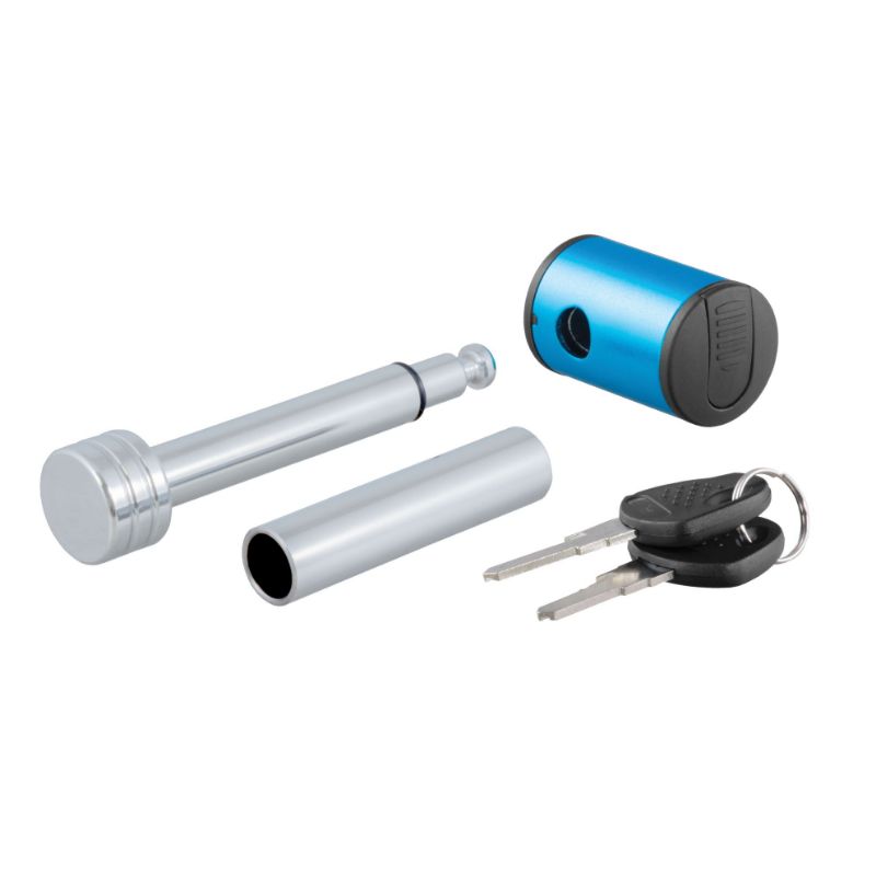 Picture of Curt 1/2" Hitch Lock with 5/8" Adapter (1-1/4" or 2" Receiver, Right-Angle, Chrome) - 23506