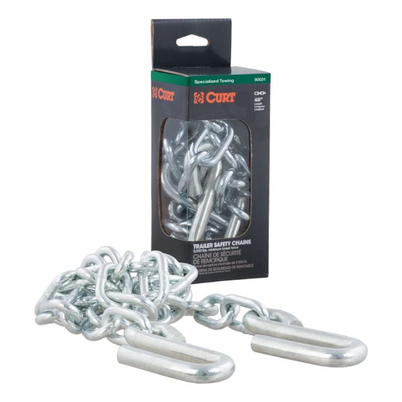 Picture of Curt 48" Safety Chain with 2 S-Hooks (5,000 lbs, Clear Zinc, Packaged) - 80031
