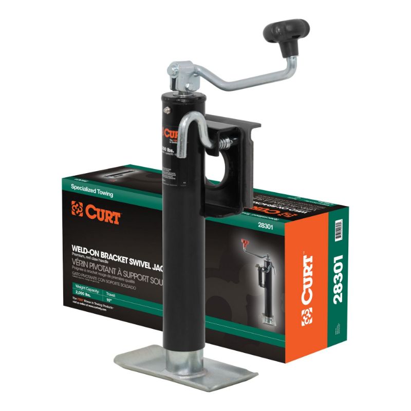 Picture of Curt Bracket-Mount Swivel Jack with Top Handle (2,000 lbs, 10" Travel, Packaged) - 28301