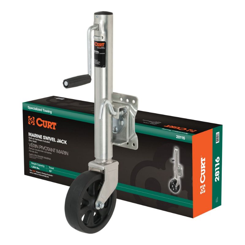 Picture of Curt Marine Jack with 8" Wheel (1,500 lbs, 10" Travel, Packaged) - 28116