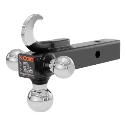 Picture of Curt Multi-Ball Mount with Hook (2" Solid Shank, 1-7/8", 2" & 2-5/16" Chrome Balls) - 45675