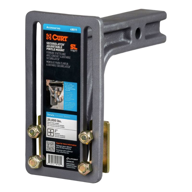 Picture of Curt SecureLatch Adjustable Pintle Mount (2" Shank, 20,000 lbs.) - 48011