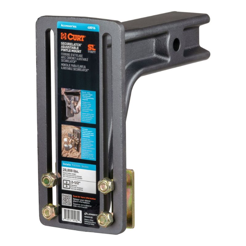 Picture of Curt SecureLatch Adjustable Pintle Mount (2-1/2" Shank, 20,000 lbs.) - 48016