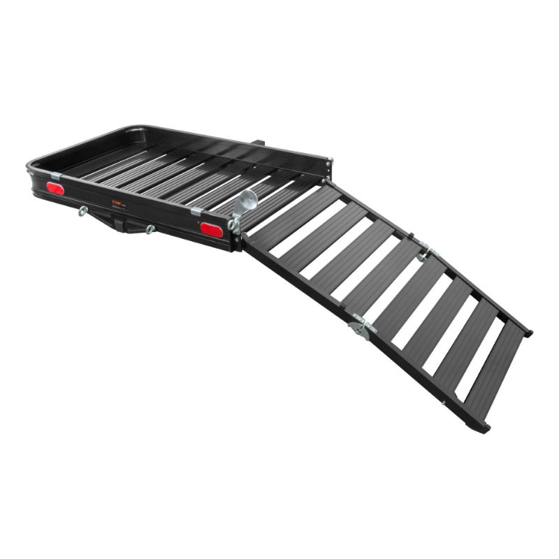 Picture of Curt 50" x 30" Black Aluminum Hitch Cargo Carrier with Ramp (Folding 2" Shank)