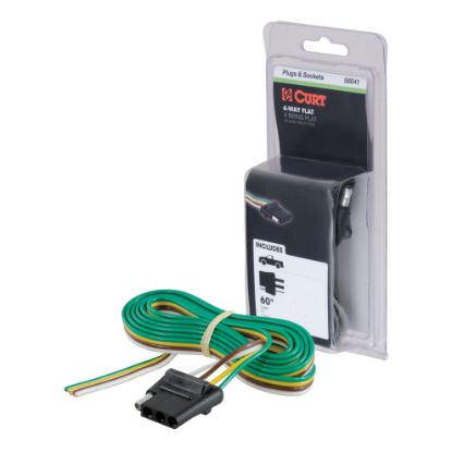 Picture of Curt 4-Way Flat Connector Socket with 60" Wires (Vehicle Side, Packaged) - 58041