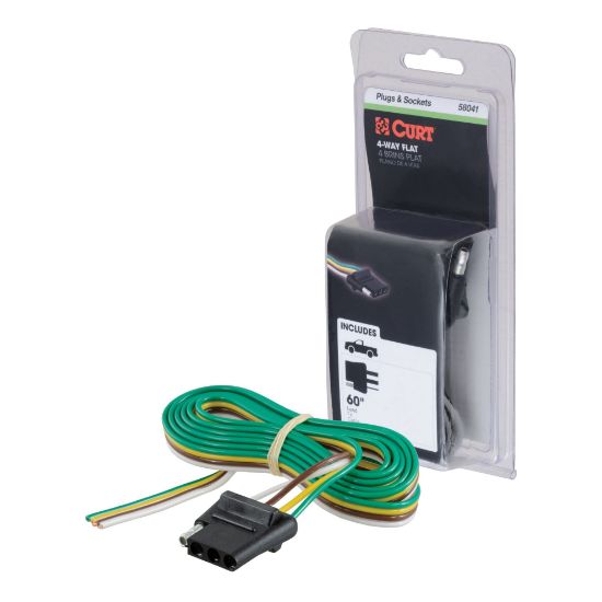 Picture of Curt 4-Way Flat Connector Socket with 60" Wires (Vehicle Side, Packaged) - 58041