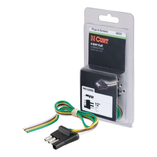 Picture of Curt 4-Way Flat Connector Plug with 12" Wires (Trailer Side, Packaged) - 58031
