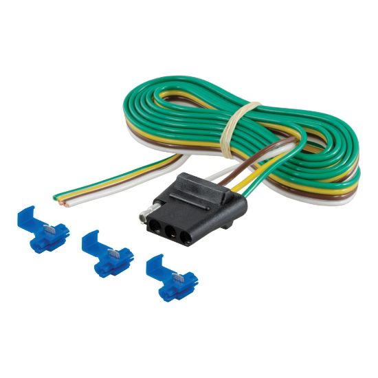 Picture of Curt 4-Way Flat Connector Socket with 60" Wires & Hardware (Vehicle Side, Packaged) - 58044