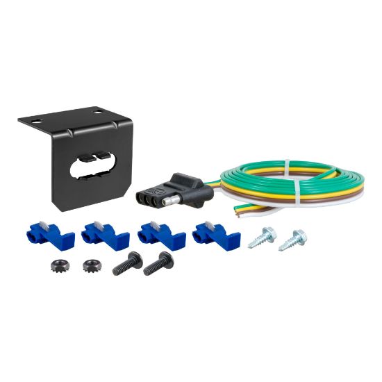 Picture of Curt 4-Way Flat Connector Socket with Hardware (Vehicle Side, Packaged) - 58345