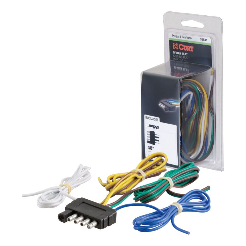 Picture of Curt 5-Way Flat Connector Plug with 48" Wires (Trailer Side, Packaged) - 58541