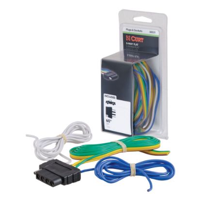 Picture of Curt 5-Way Flat Connector Socket with 60" Wires (Vehicle Side, Packaged) - 58531