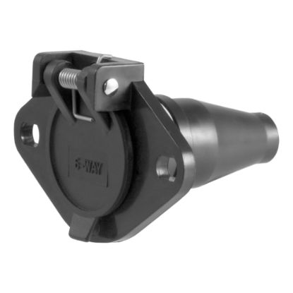 Picture of Curt 6-Way Round Connector Socket (Vehicle Side, Black Plastic) - 58130