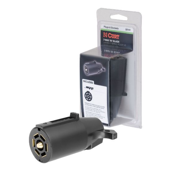 Picture of Curt 7-Way RV Blade Connector Plug (Trailer Side, Black Plastic, Packaged) - 58141