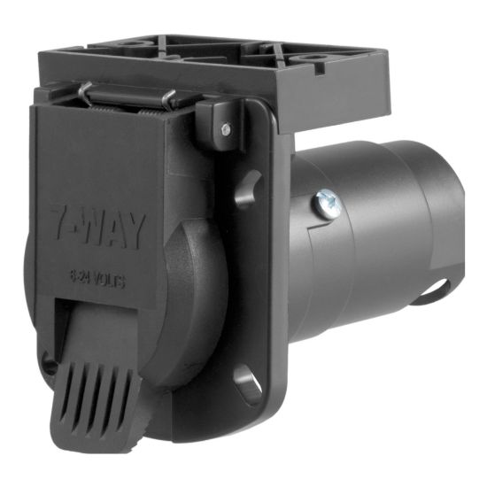Picture of Curt 7-Way RV Blade Connector Socket with Integrated Bracket (Vehicle Side, Packaged) - 58417